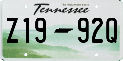 TN license plate Z1992Q