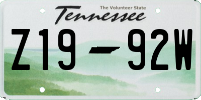 TN license plate Z1992W
