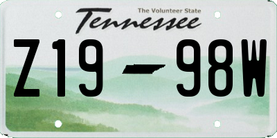 TN license plate Z1998W