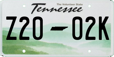 TN license plate Z2002K