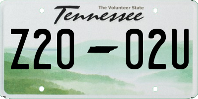 TN license plate Z2002U