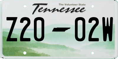 TN license plate Z2002W