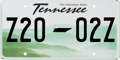 TN license plate Z2002Z