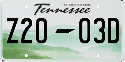 TN license plate Z2003D