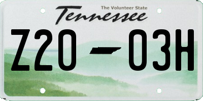 TN license plate Z2003H