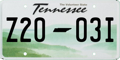 TN license plate Z2003I