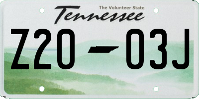 TN license plate Z2003J