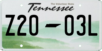TN license plate Z2003L