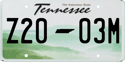 TN license plate Z2003M