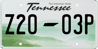 TN license plate Z2003P