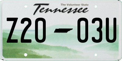 TN license plate Z2003U