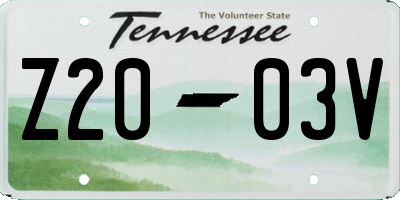 TN license plate Z2003V