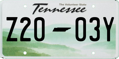 TN license plate Z2003Y