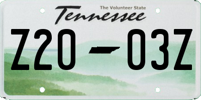 TN license plate Z2003Z