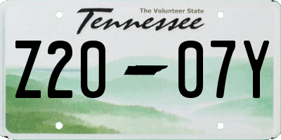 TN license plate Z2007Y