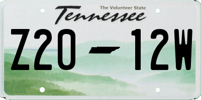 TN license plate Z2012W