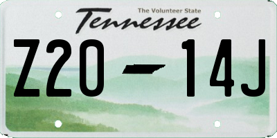 TN license plate Z2014J