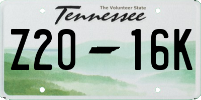 TN license plate Z2016K