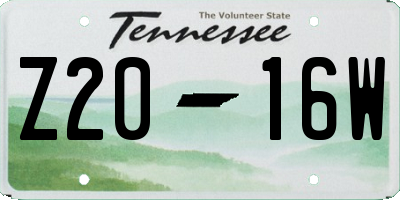 TN license plate Z2016W
