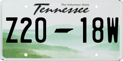TN license plate Z2018W