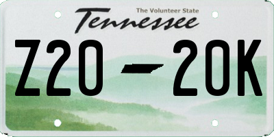 TN license plate Z2020K
