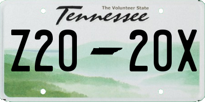 TN license plate Z2020X