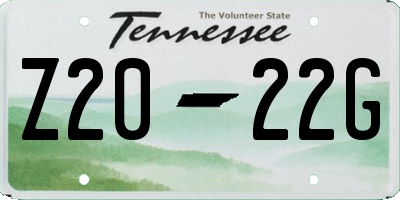 TN license plate Z2022G