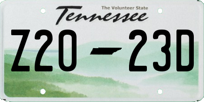 TN license plate Z2023D