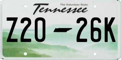 TN license plate Z2026K