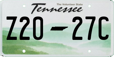 TN license plate Z2027C
