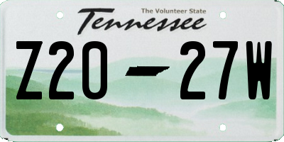 TN license plate Z2027W