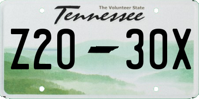 TN license plate Z2030X