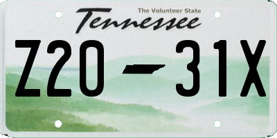 TN license plate Z2031X