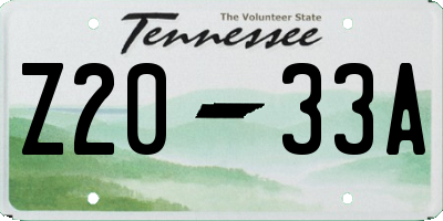 TN license plate Z2033A