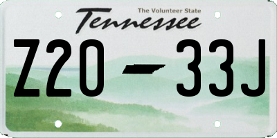 TN license plate Z2033J