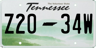TN license plate Z2034W