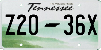 TN license plate Z2036X
