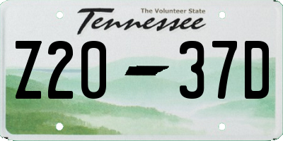 TN license plate Z2037D