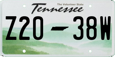 TN license plate Z2038W