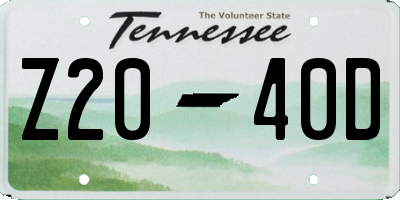 TN license plate Z2040D