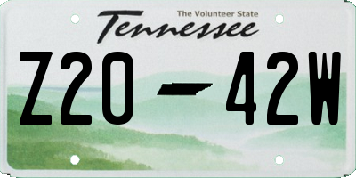 TN license plate Z2042W