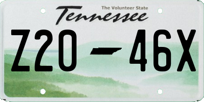 TN license plate Z2046X
