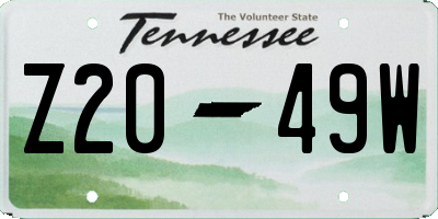 TN license plate Z2049W