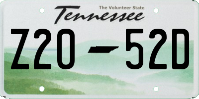 TN license plate Z2052D