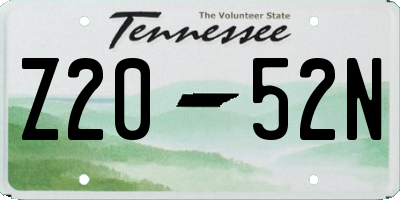 TN license plate Z2052N