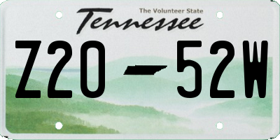 TN license plate Z2052W