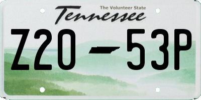TN license plate Z2053P