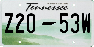 TN license plate Z2053W