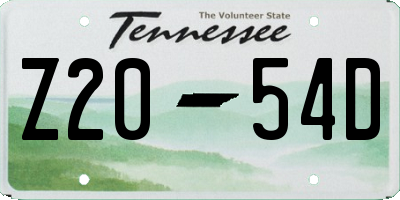 TN license plate Z2054D