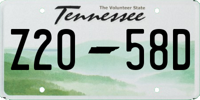 TN license plate Z2058D